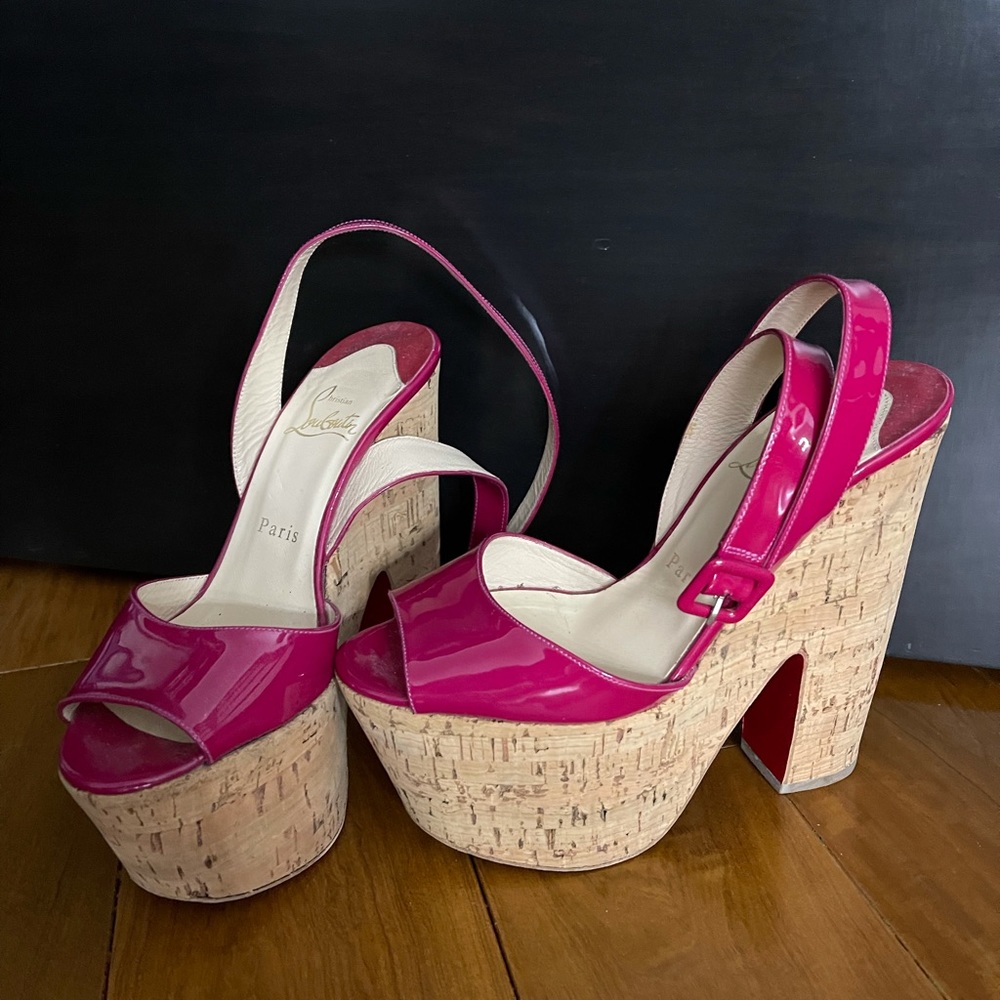 Louboutin Platform Wedges Fuchsia